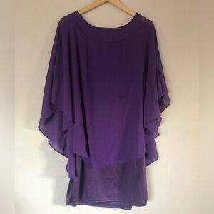 0X Bodycon Purple Dress with Airy Chiffon-Like Top Layer